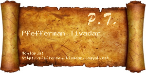 Pfefferman Tivadar névjegykártya